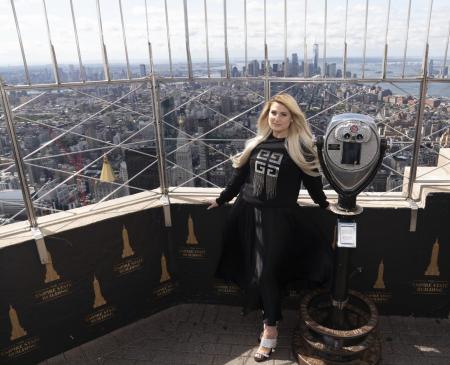 Meghan Trainer visits the Empire State Building