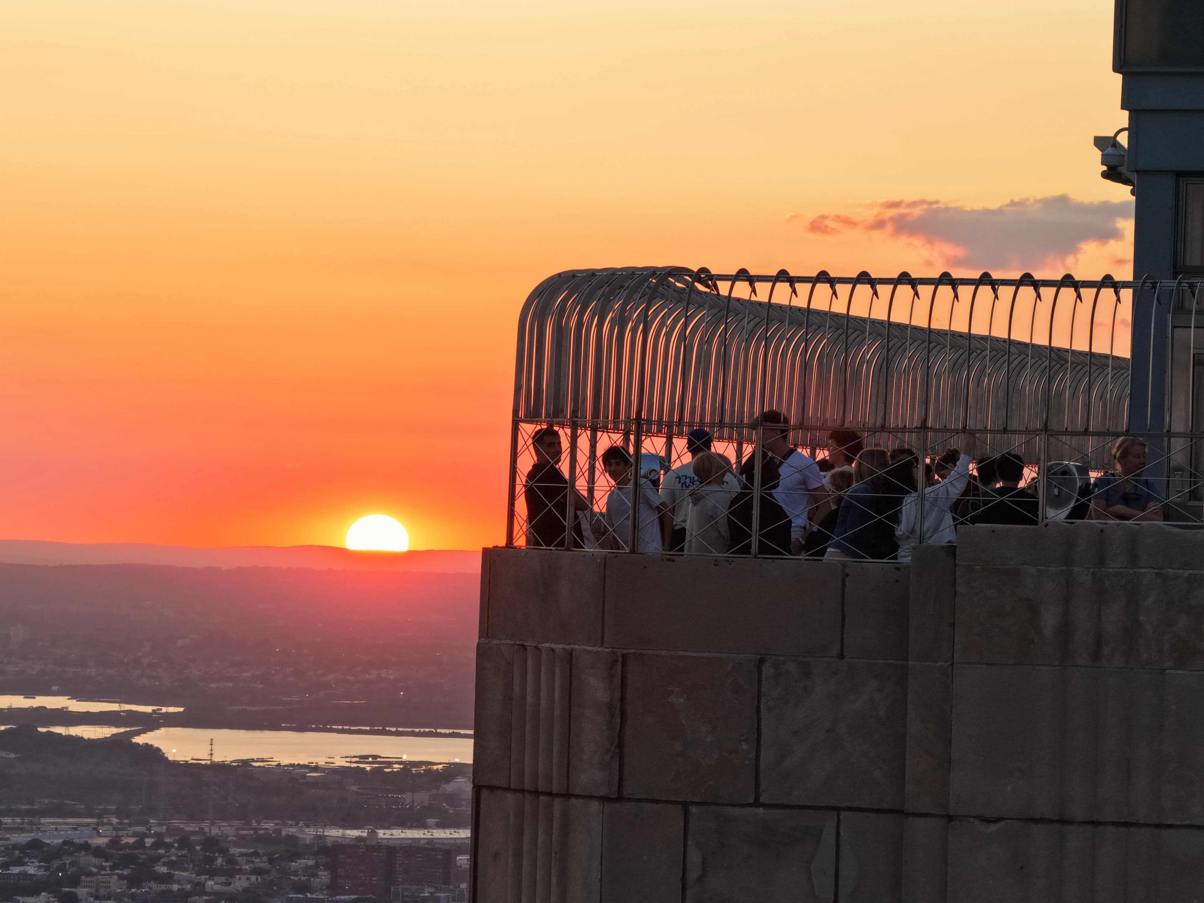 Drone shot of the exterior of the Empire State Building's 86th Floor Observation Deck