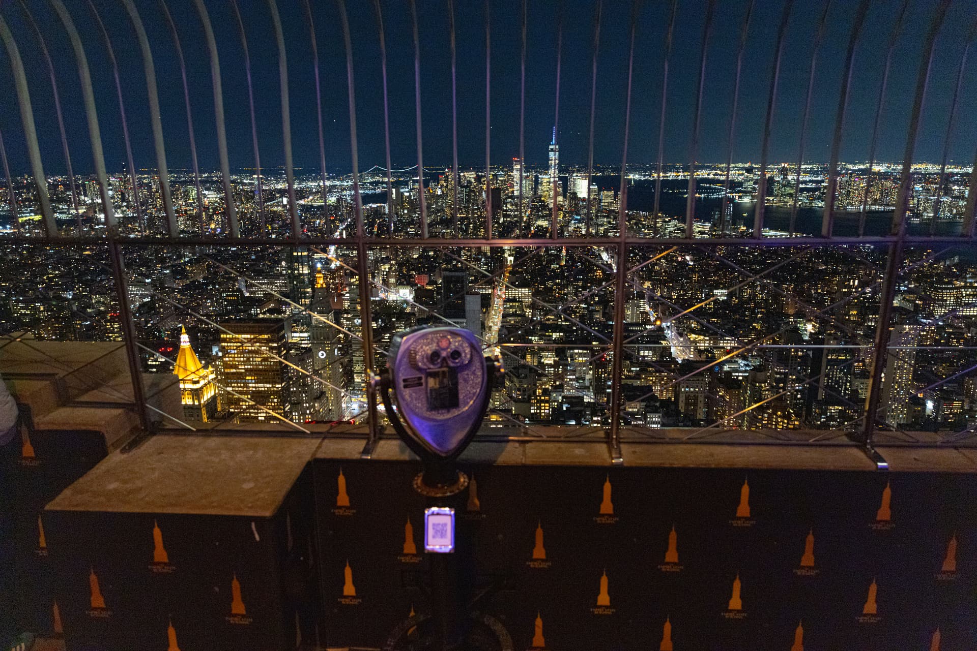 Nightime NYC views from the Empire State Building Observation Deck