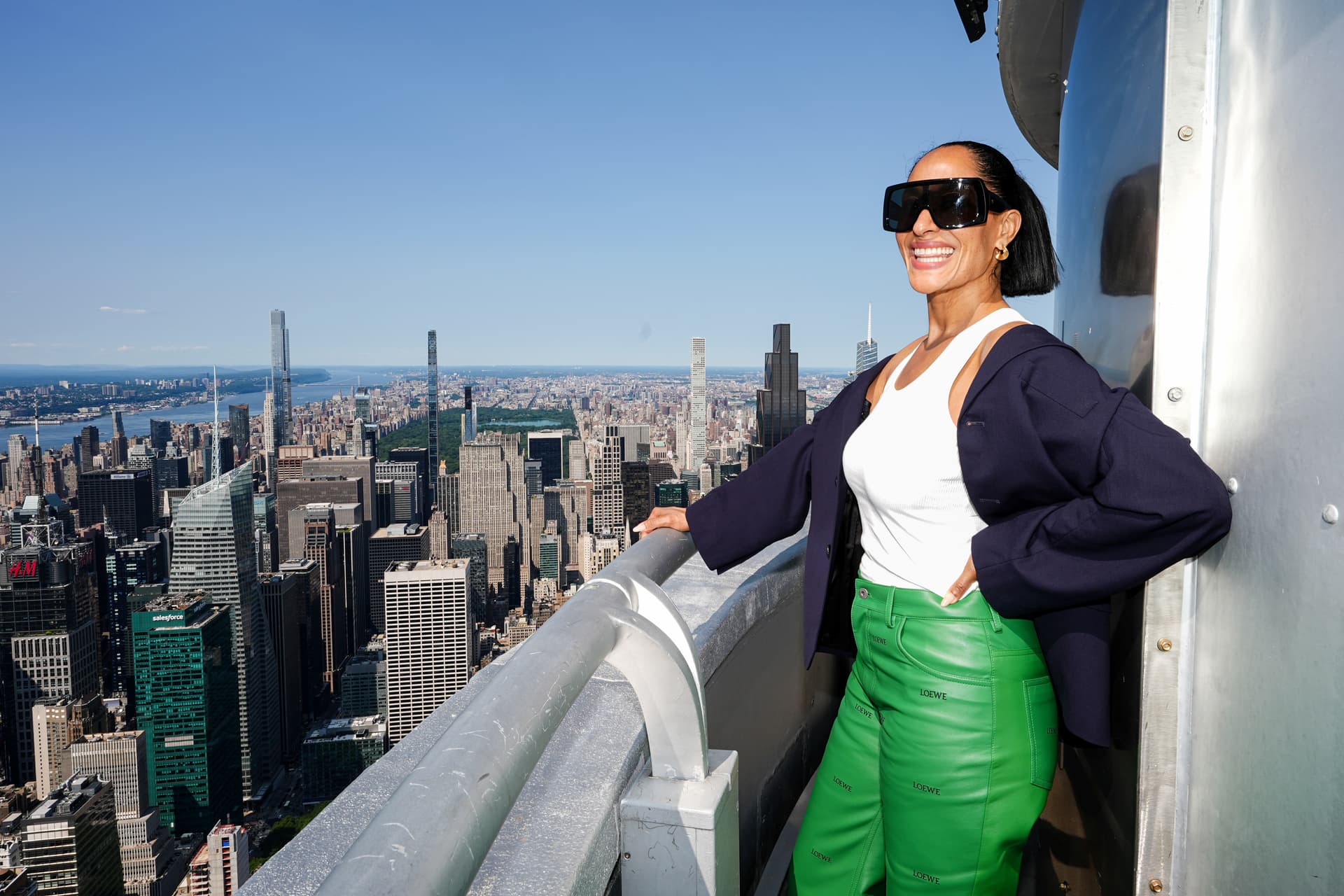Tracee Ellis Ross at the Empire State Building overlooking the NYC skyline