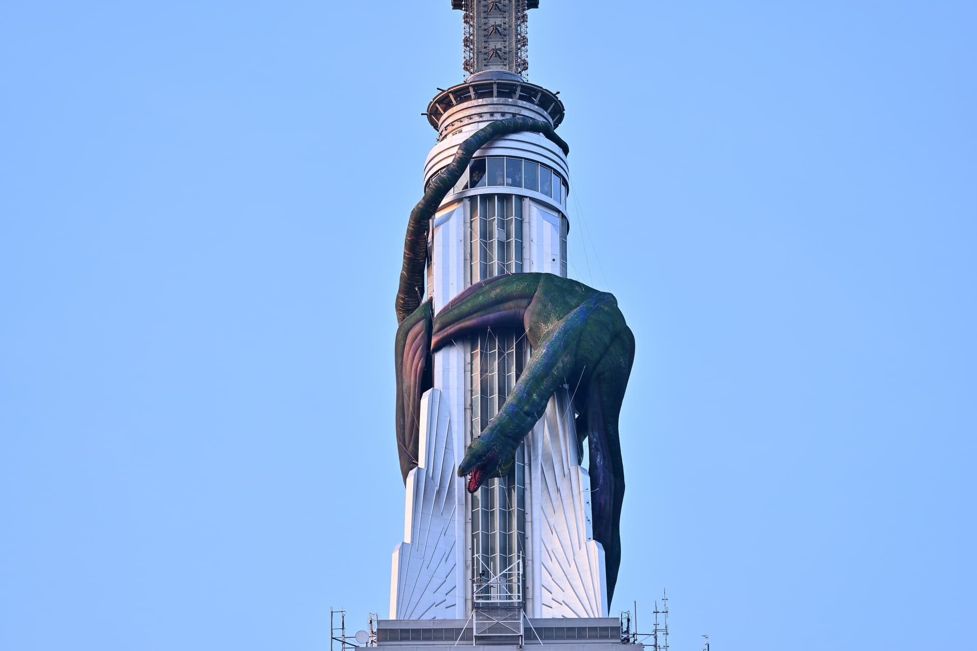 Vhagar the Dragon draped around the Empire State Building