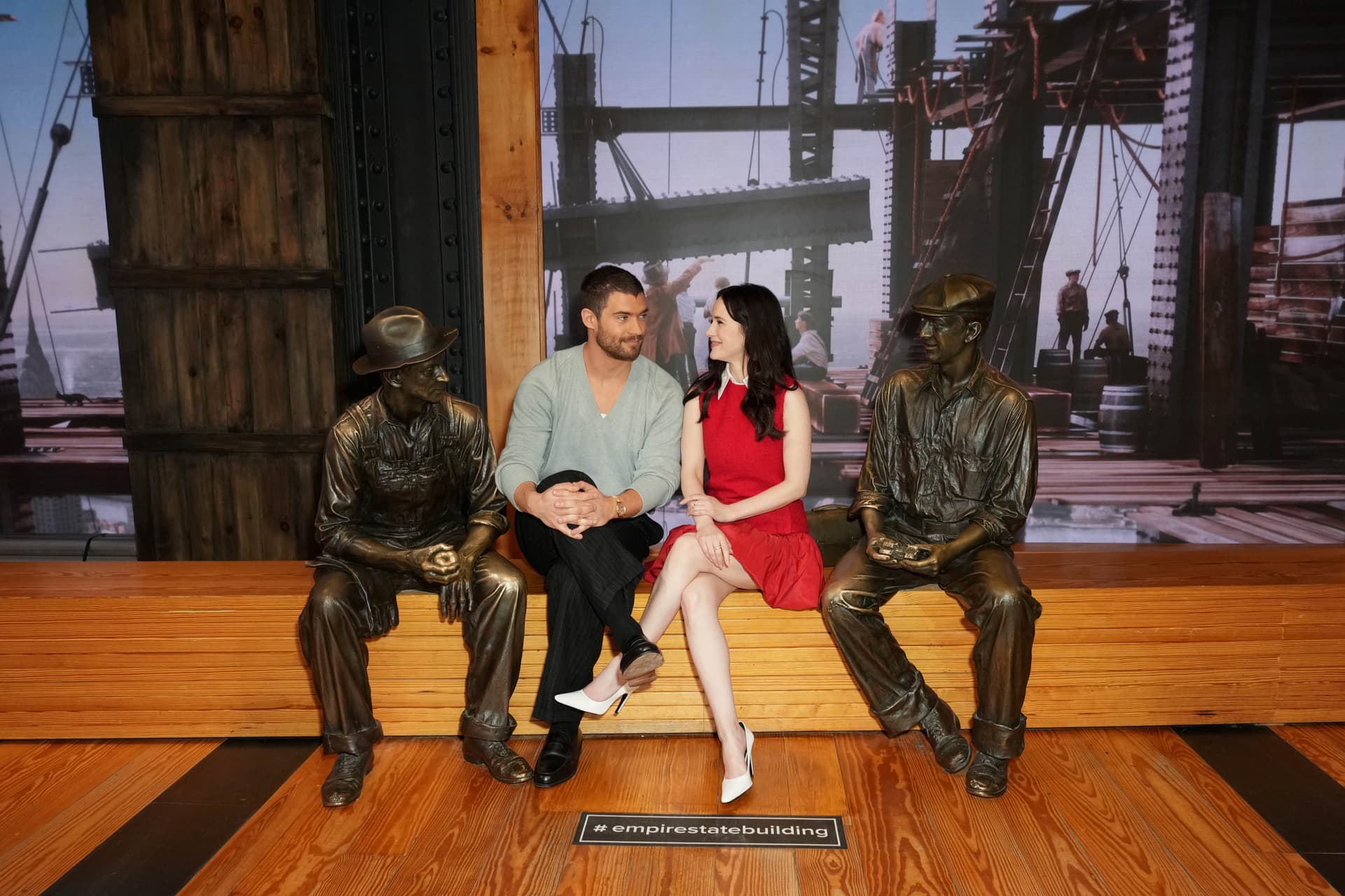 David Corenswet and Rachel Brosnahan at the Construction exhibit