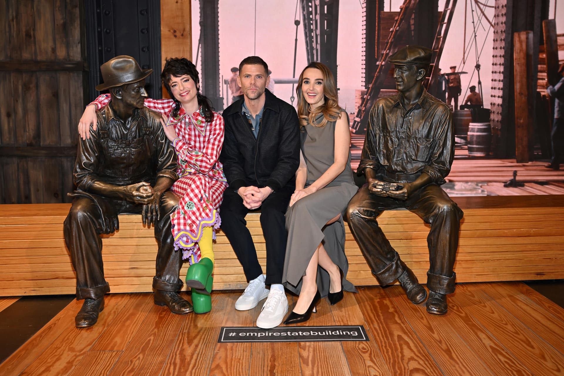 Chloe Fineman, Mikey Day and Sarah Sherman at the Construction exhibit