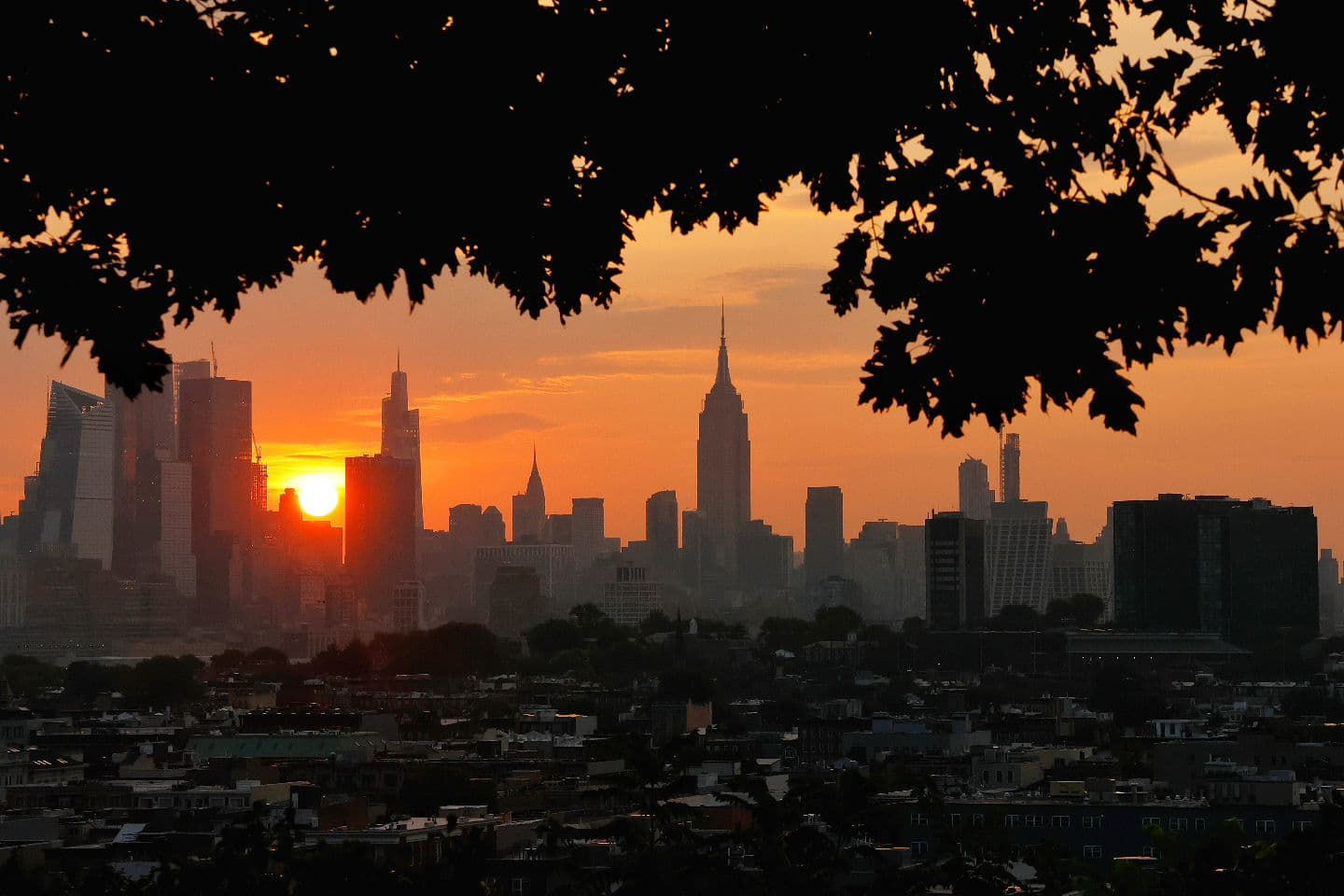 NYC skyline at sunset