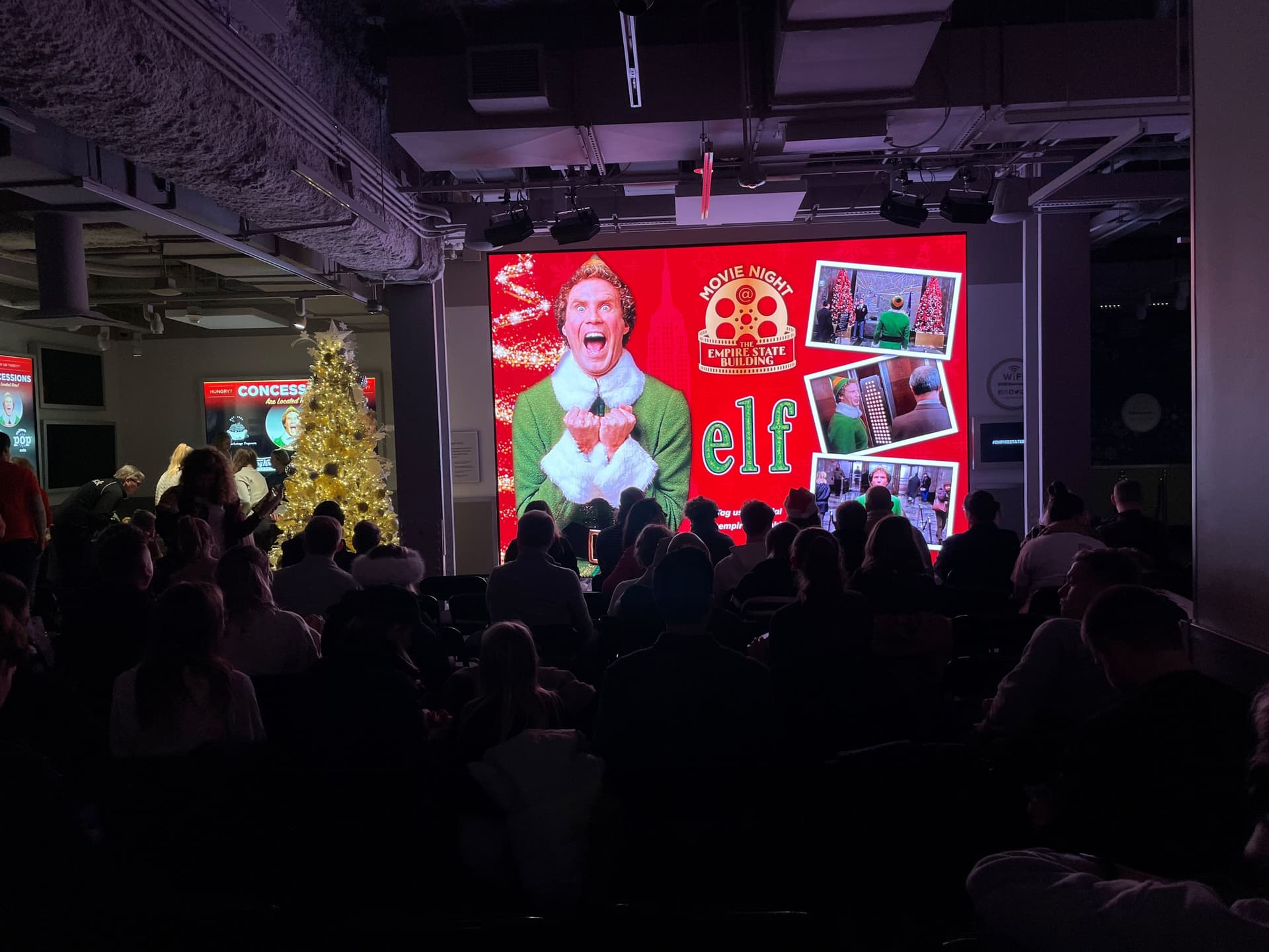Elf movie night at the empire state building observatory.