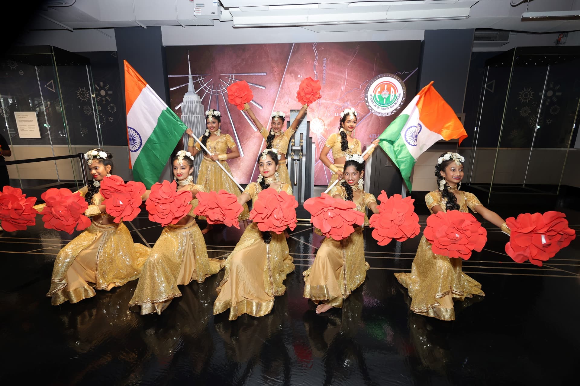 Dancers perform at the lighting ceremony