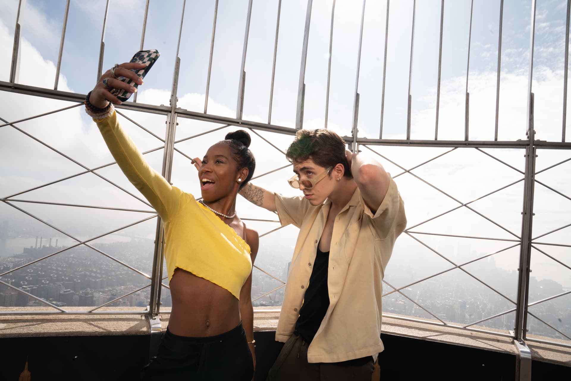 Friends pose for a photo on the 86th Floor Observatory