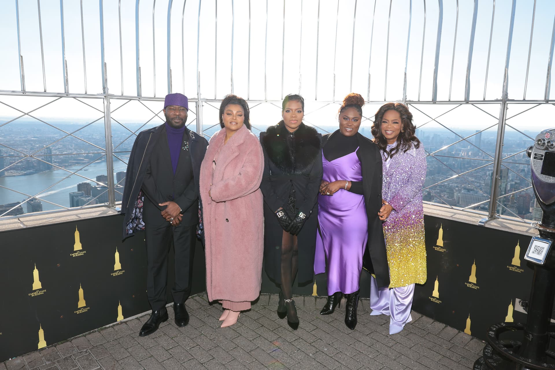 Oprah Winfrey, Blitz Bazawule and the Cast of 'The Color Purple' Light the Empire State Building