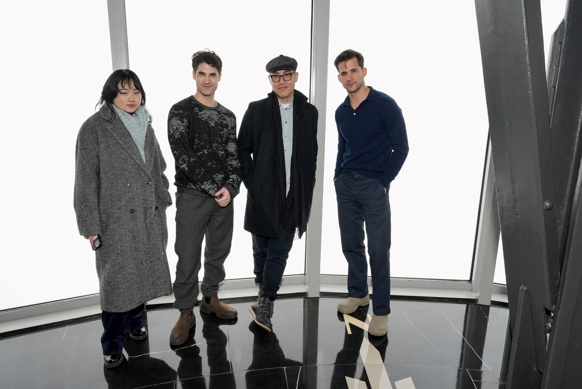 Darren Criss, Helen J Shen, Dez Duron, and Marcus Choi on the 102nd Floor Observatory