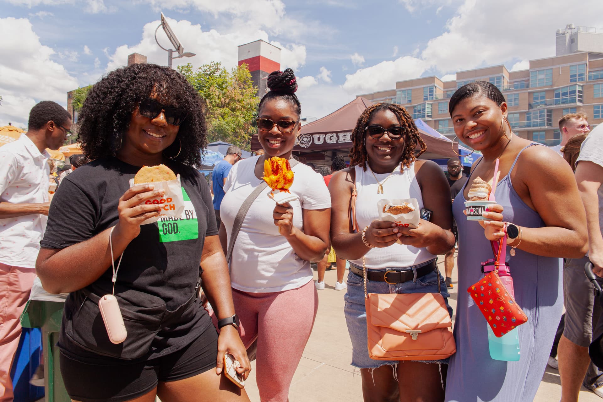 Friends with food at Smorgasburg
