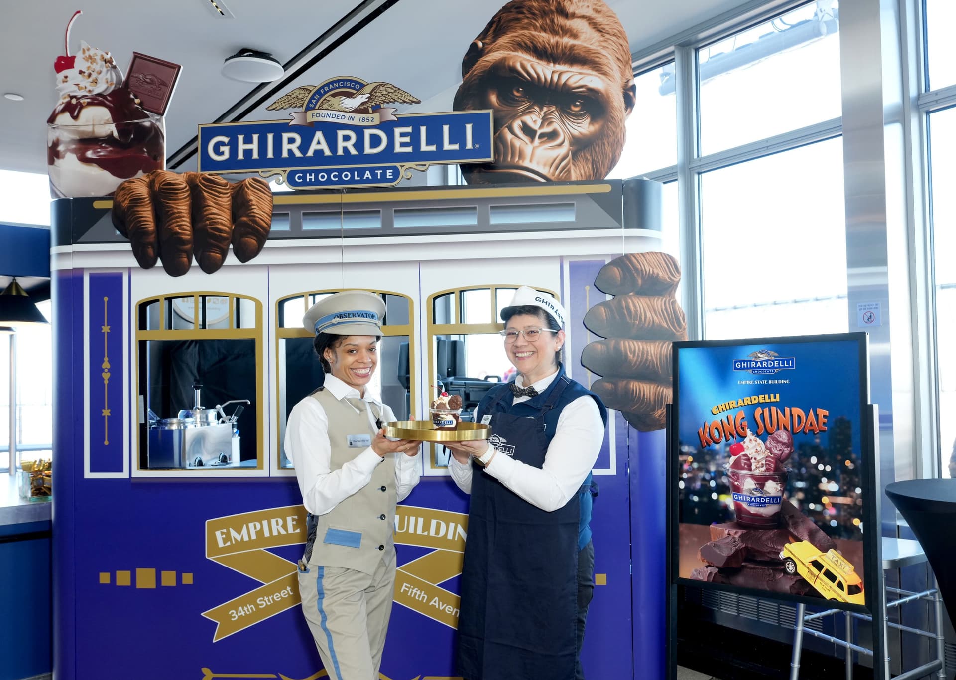 An ESB Host and a Ghirardelli Sundae Chef on the 86th Floor Observation Deck