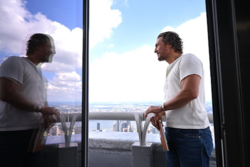 Matthew McConaughey looks out over New York