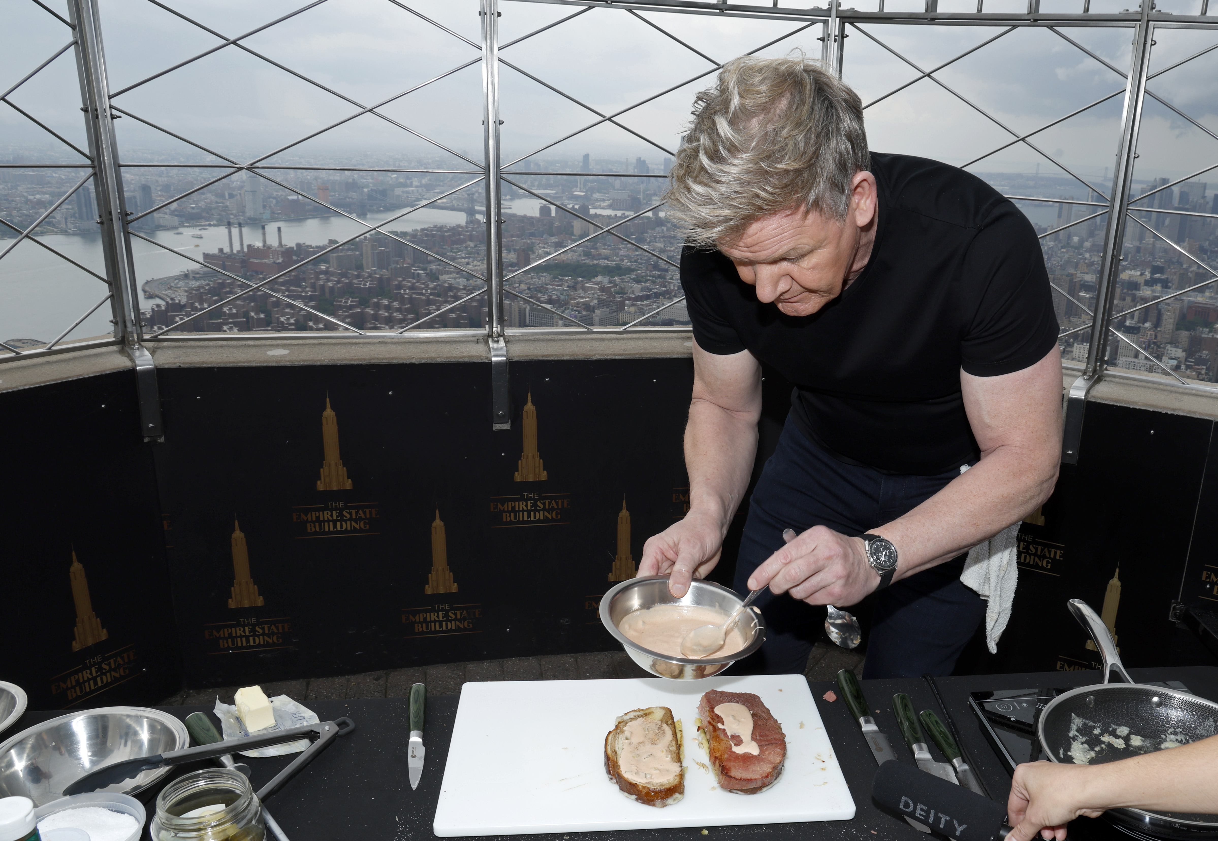 Gordon Ramsay makes a Reuben sandwich at the Empire State Building