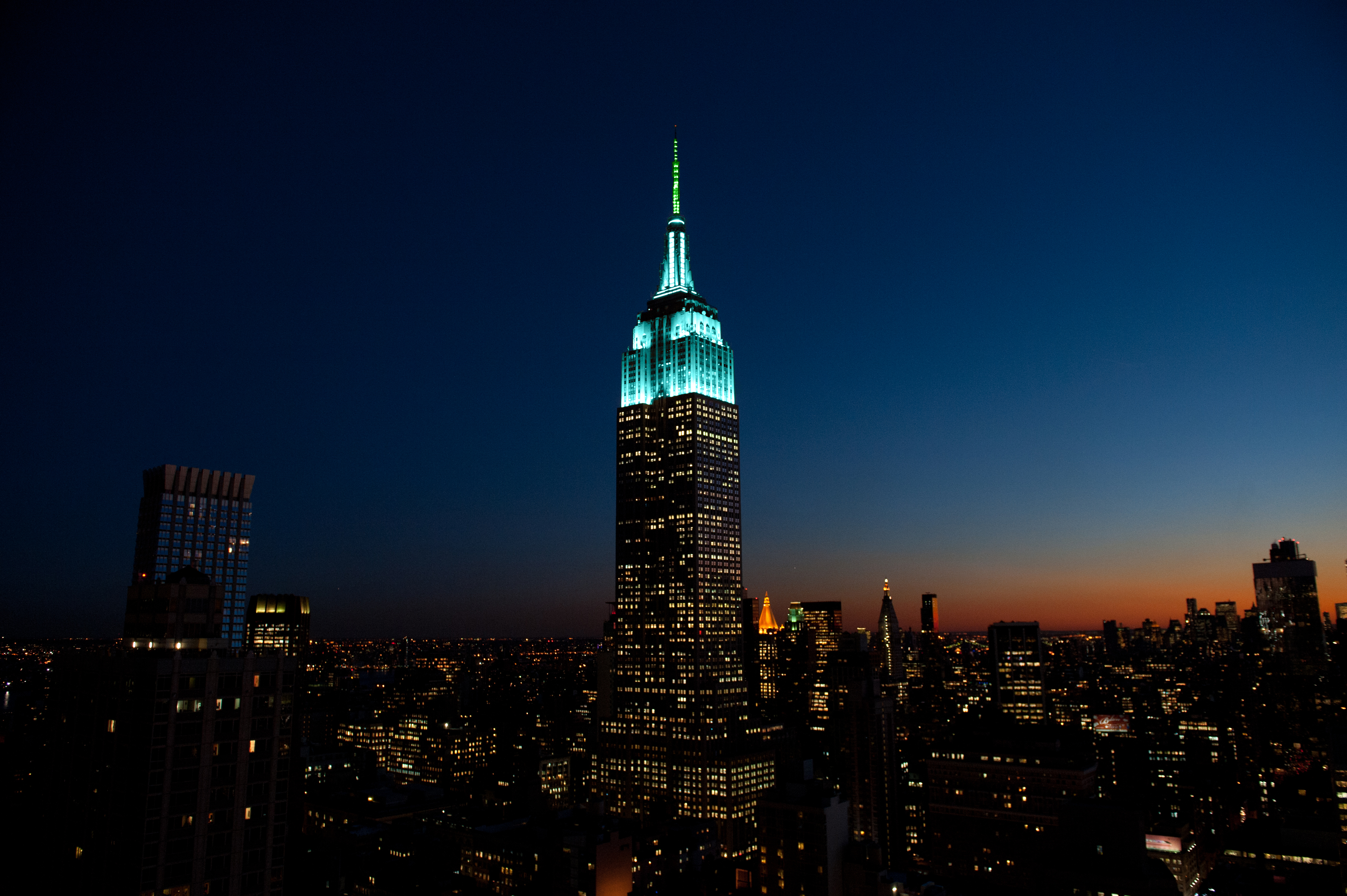 ESB lit up for the Joyful Heart Foundation