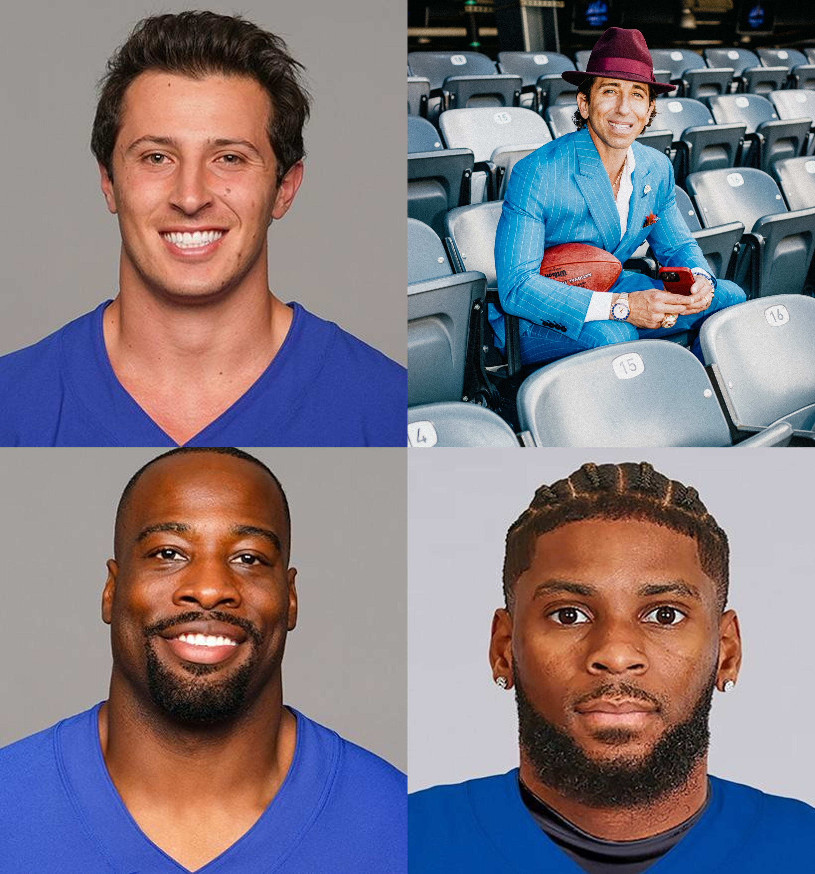 NY Giants Tommy DeVito, Chris Manhertz, Ihmir Smith-Marsette with agent Sean Stellato