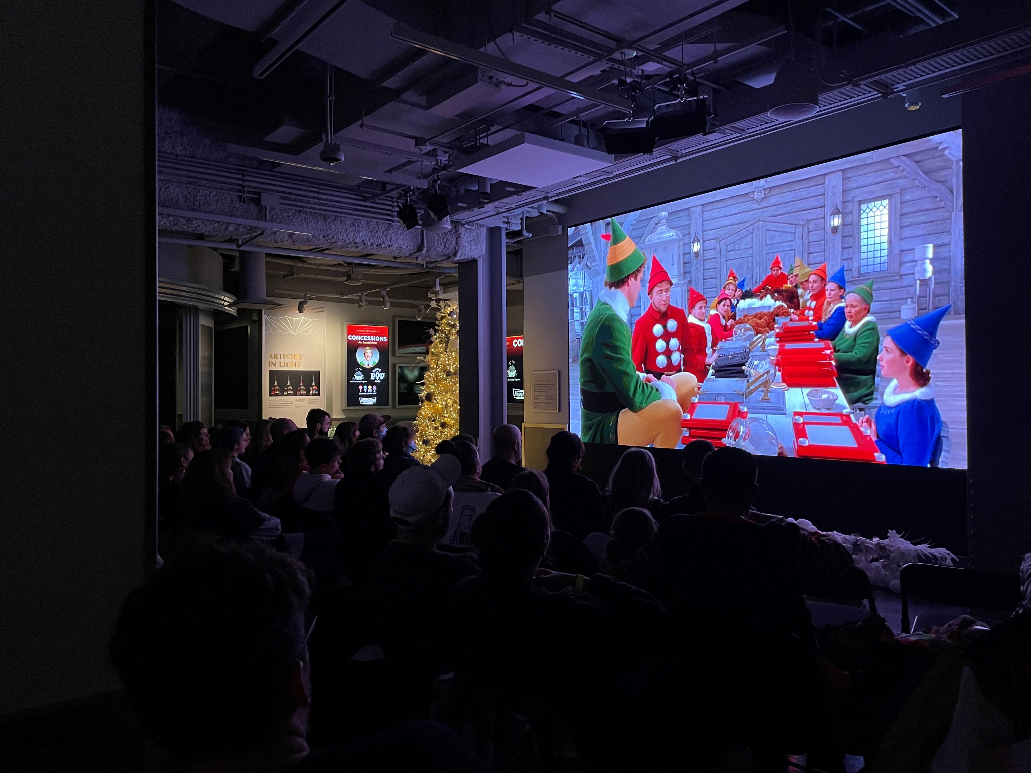 Elf movie night at the empire state building observatory on the 86th Floor.