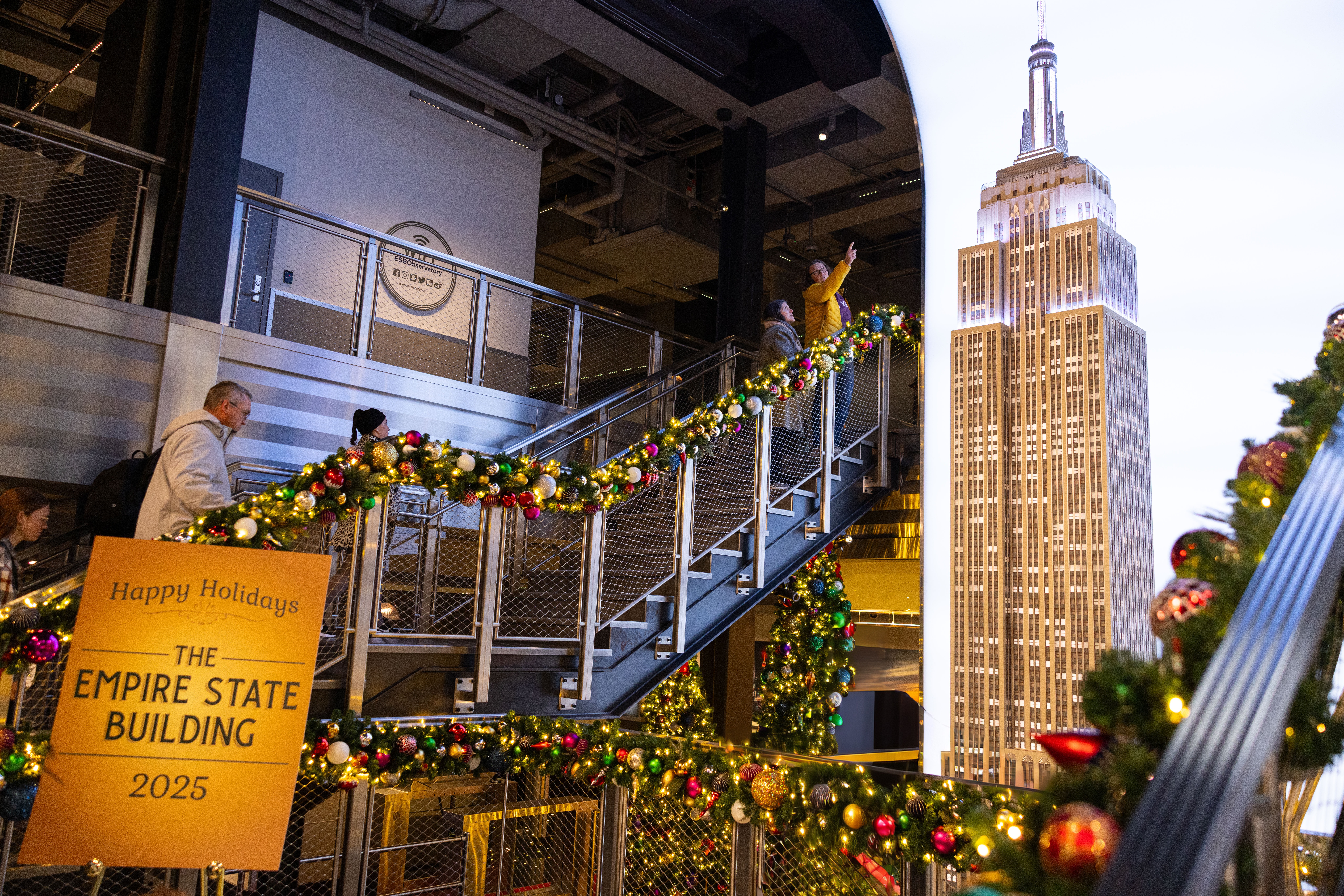 Holiday decorations at the Empire State Building Observatory