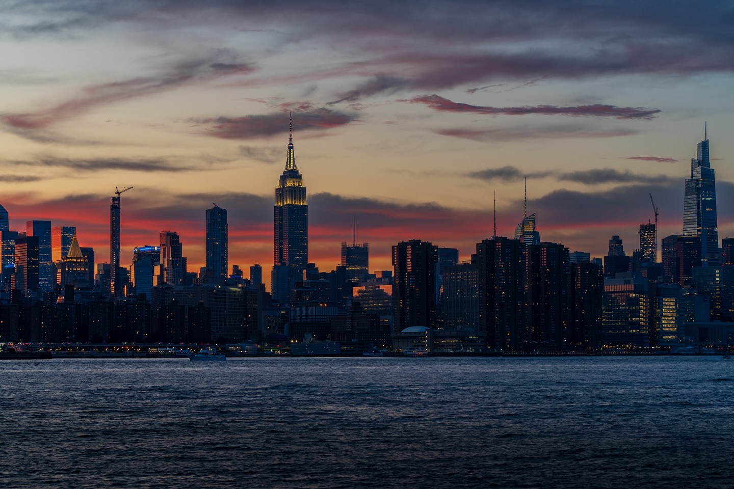 Manhattan skyline at sunset