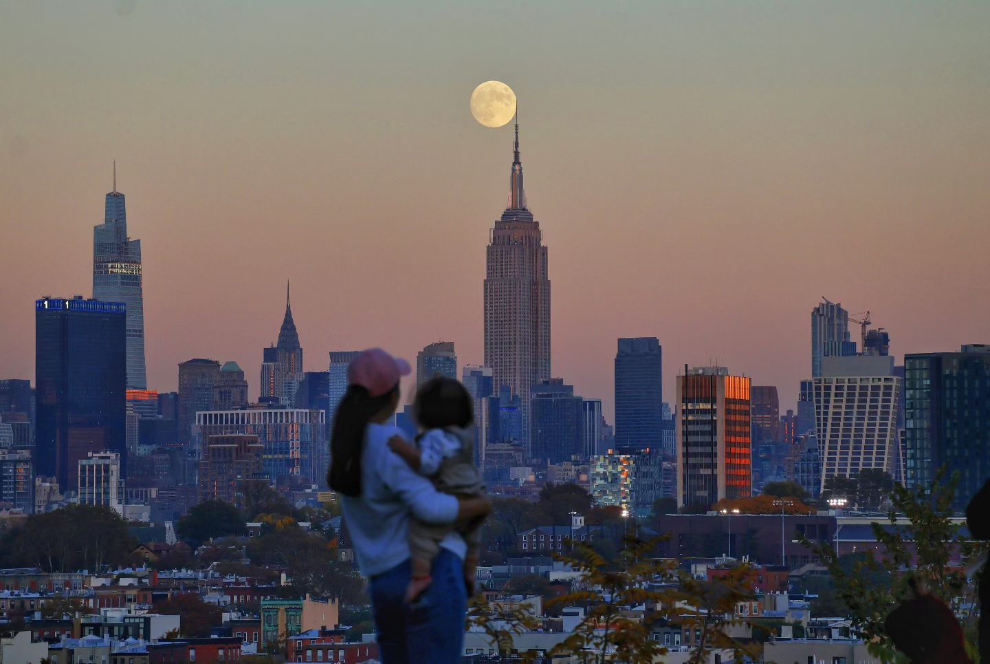 NYC skyline at sunset