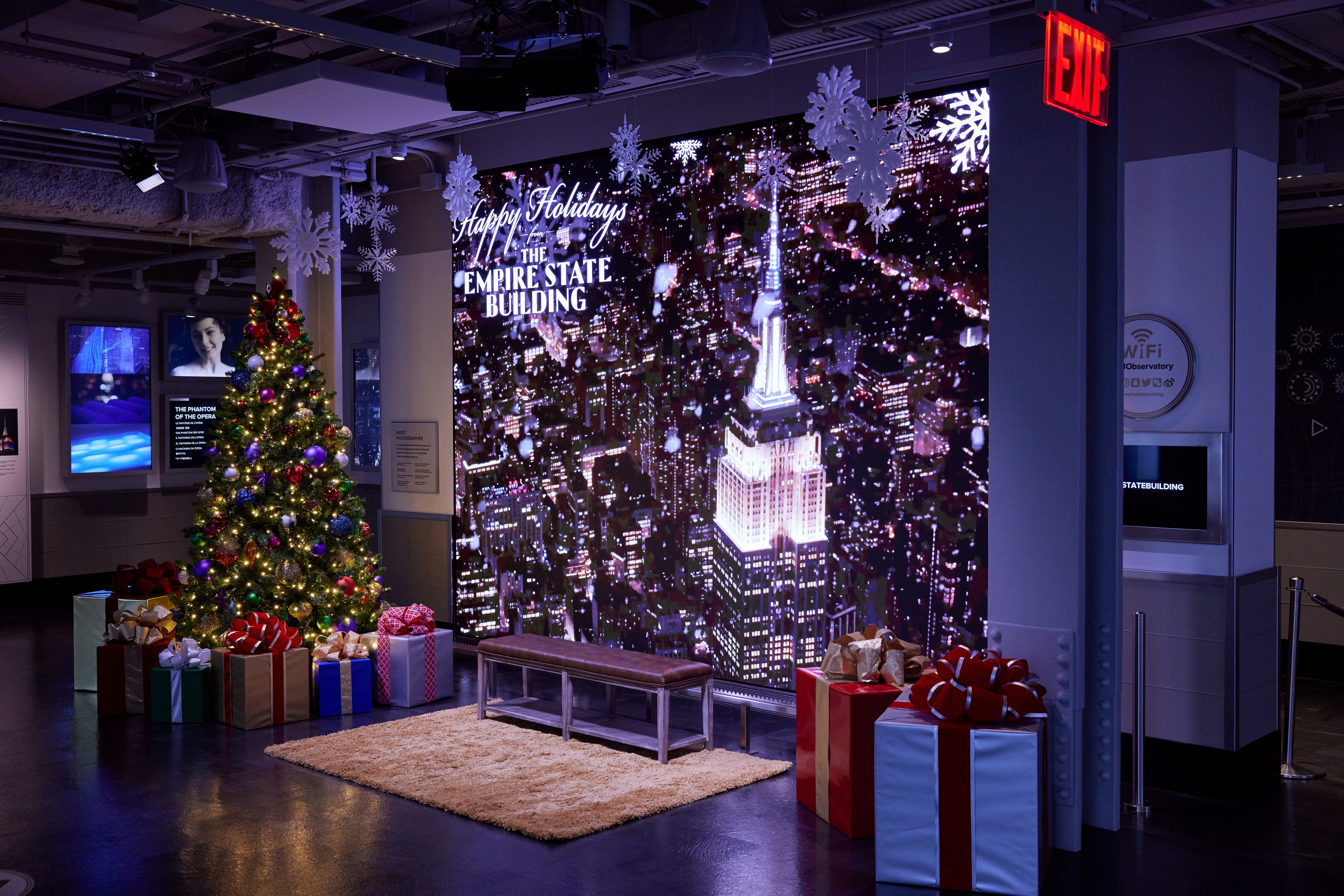 Holiday decor at the Empire State Building Observation Deck