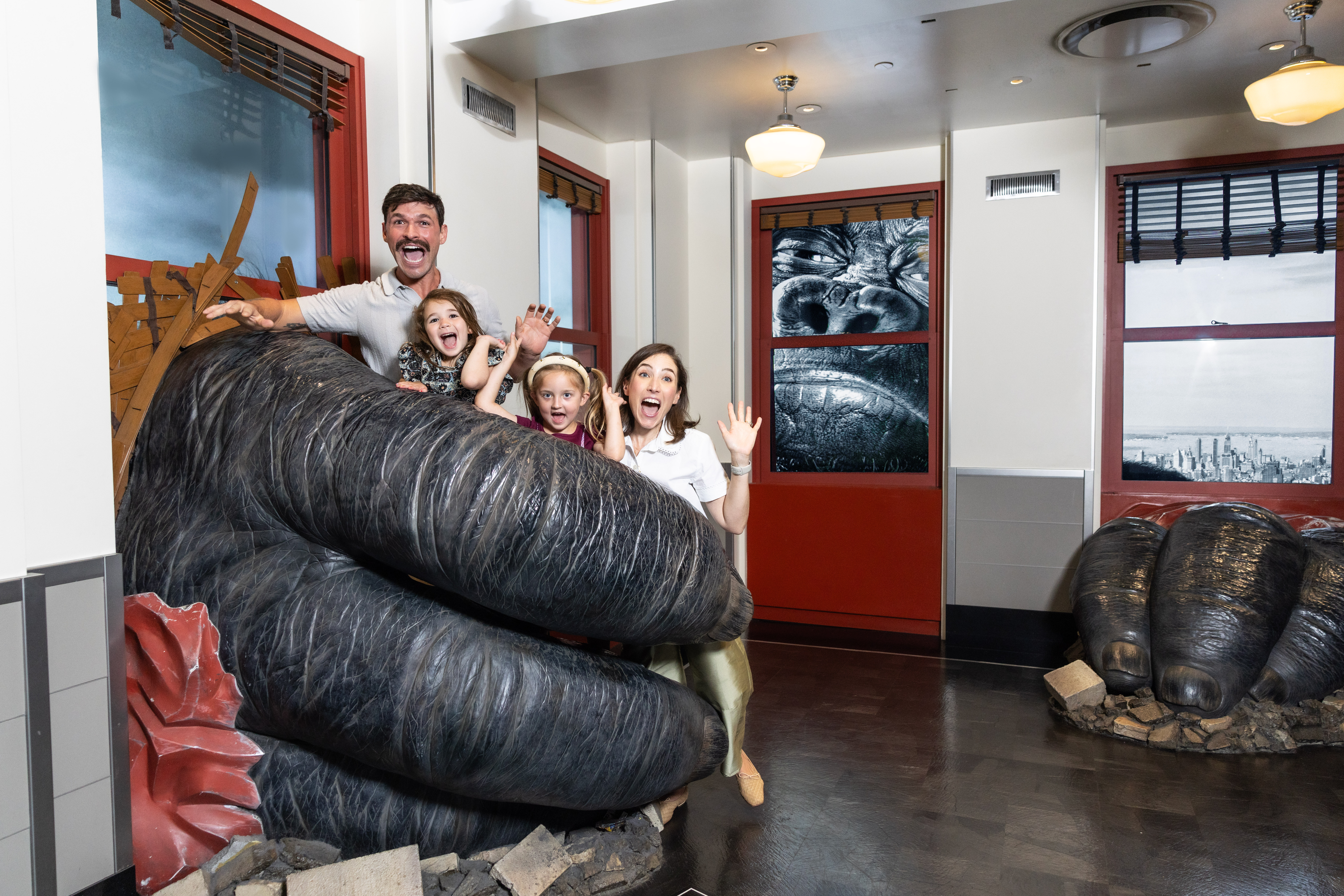 A family at the Kong exhibit