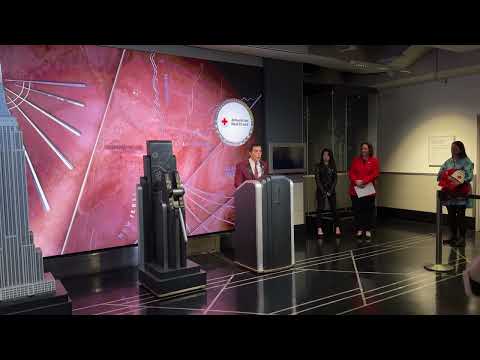 Alejandro Condis lights the Empire State Building in honor of American Red Cross Giving Day