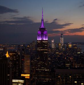 Purple Lights Empire State Building