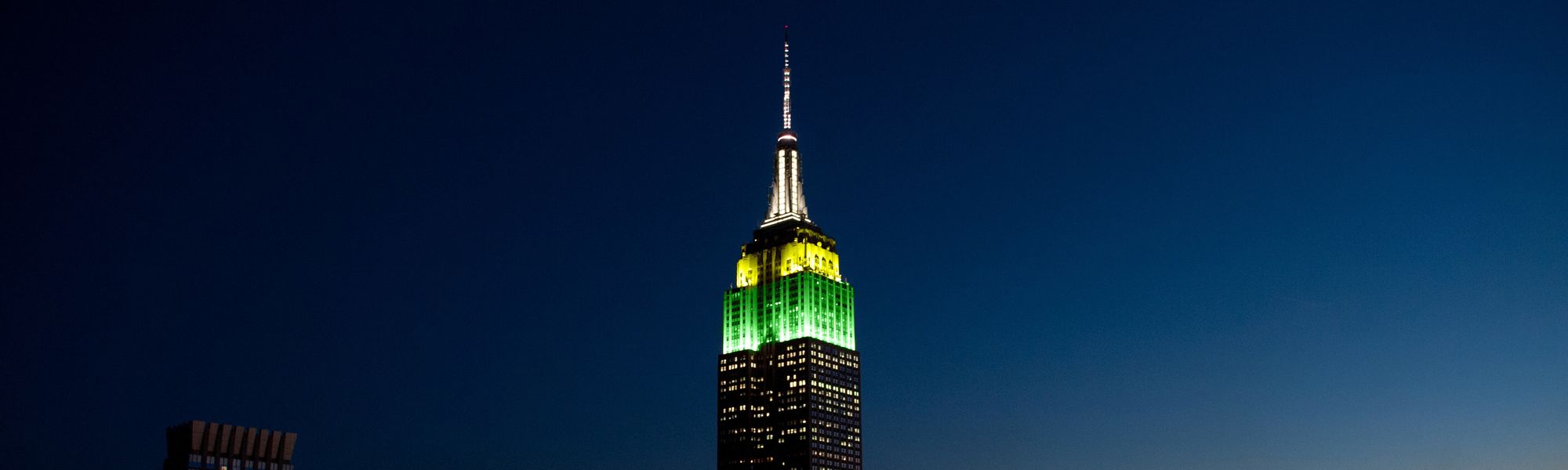 The Empire State Building lit up for Wordle's 1,000th game.