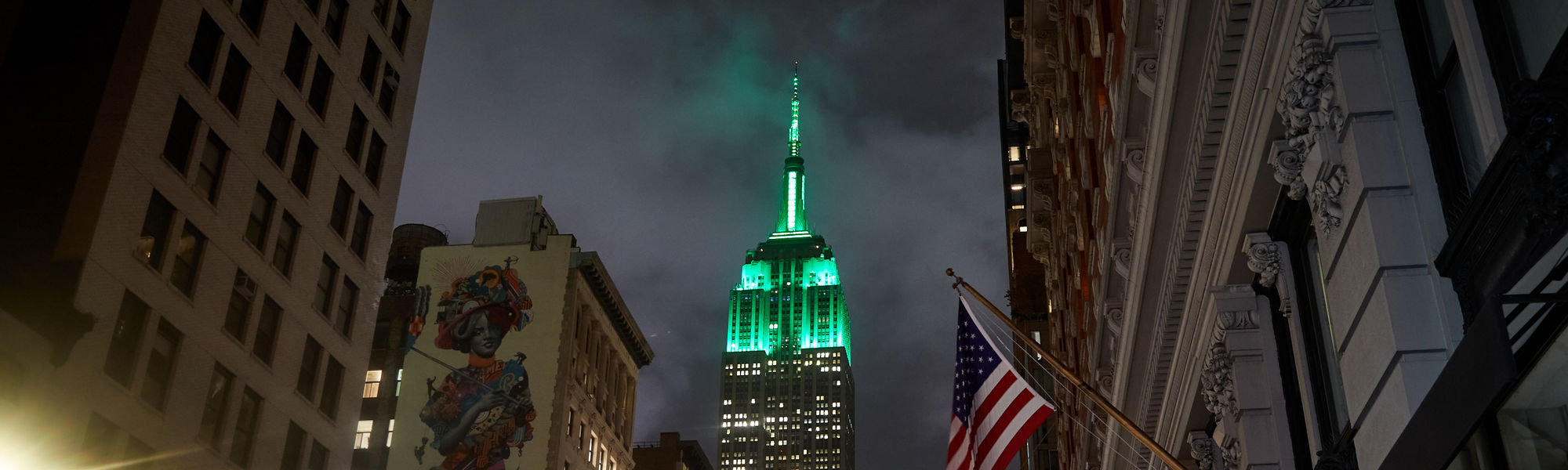 ESB lit in green