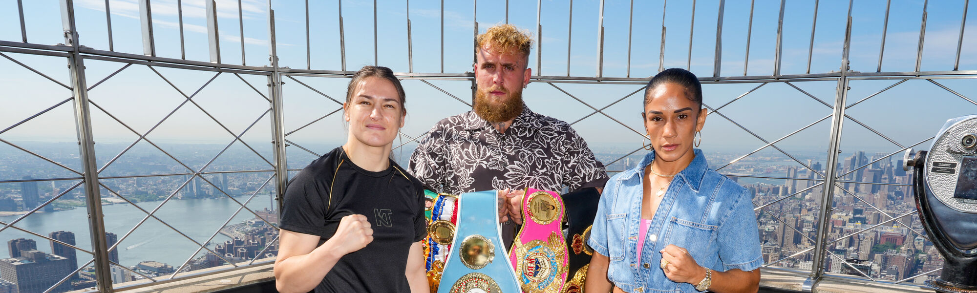 Katie Taylor, Jake Paul, and Amanda Serrano on the 86th Floor Observatory