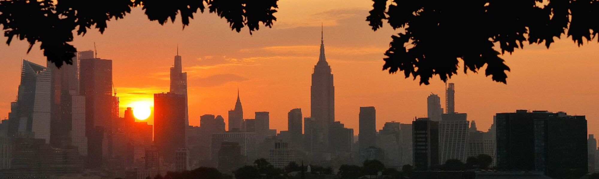 NYC skyline at sunset