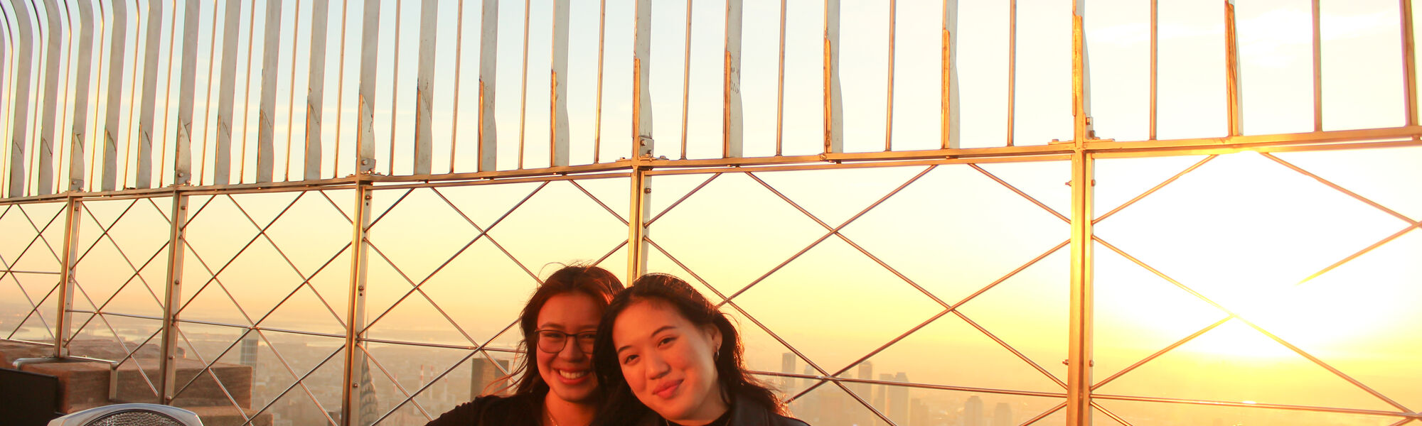 Two friends at sunrise on the 86th Floor Observation Deck
