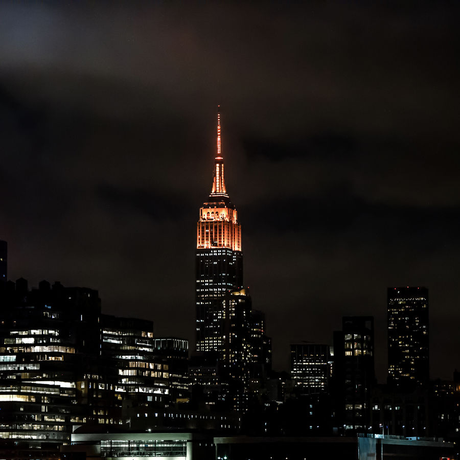 ESB lit in orange