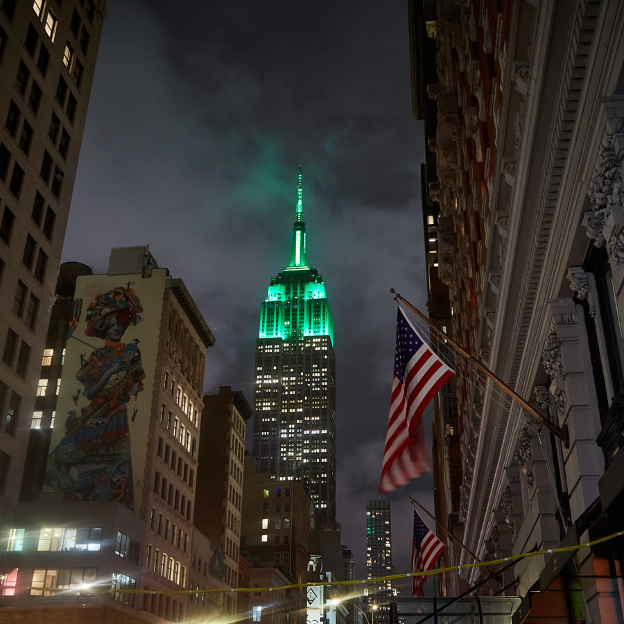 ESB lit in green