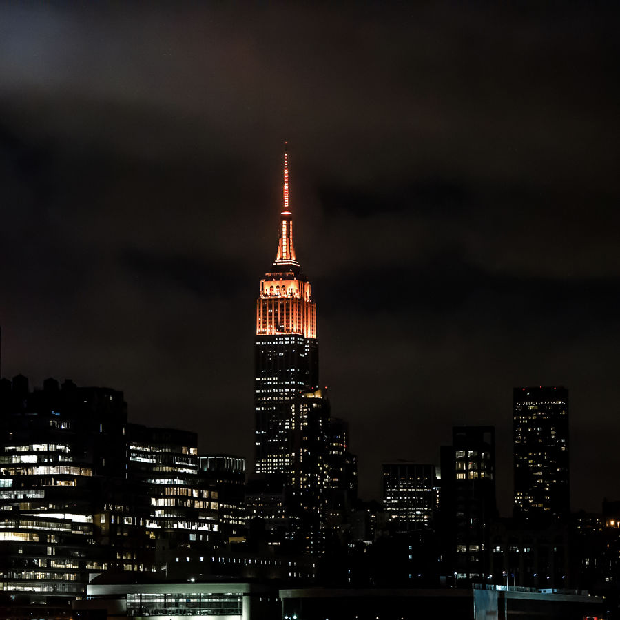ESB lit in orange