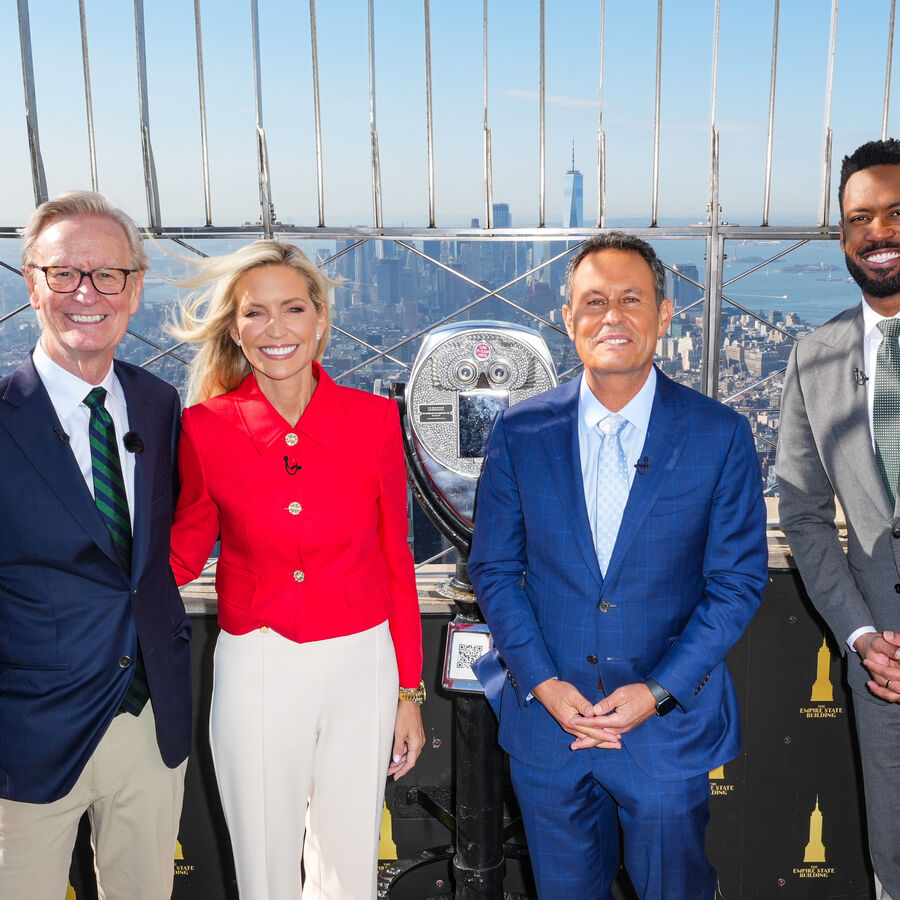 Steve Doocy, Ainsley Earhardt, Brian Kilmeade and Lawrence Jones on the 86th Floor Observation Deck