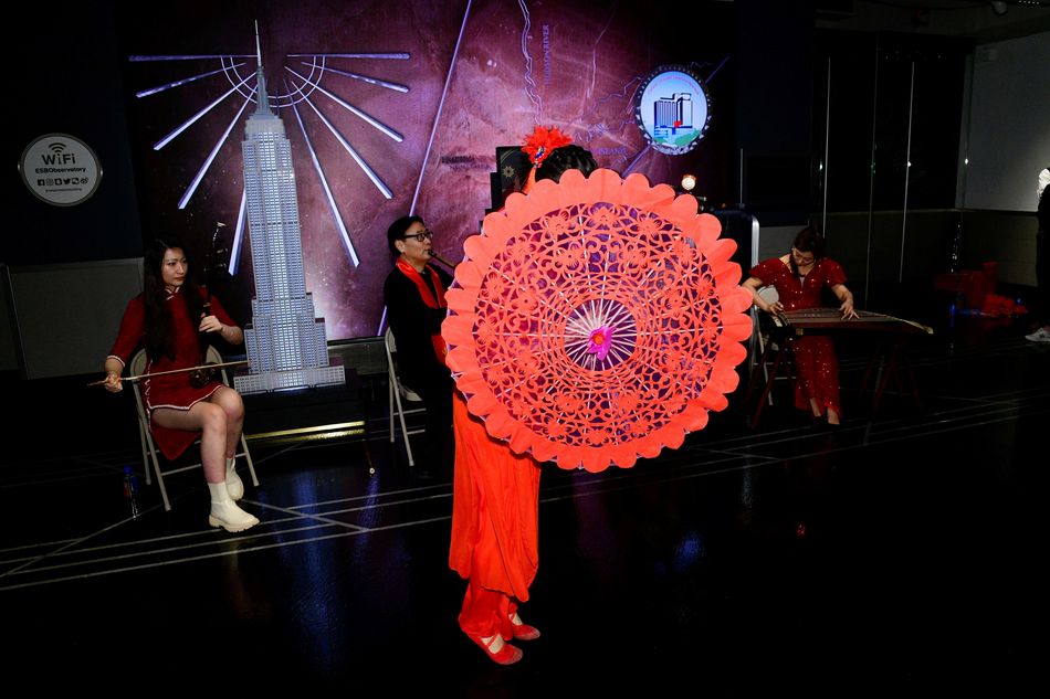 A dancer performs at the Lunar New Year lighting ceremony.