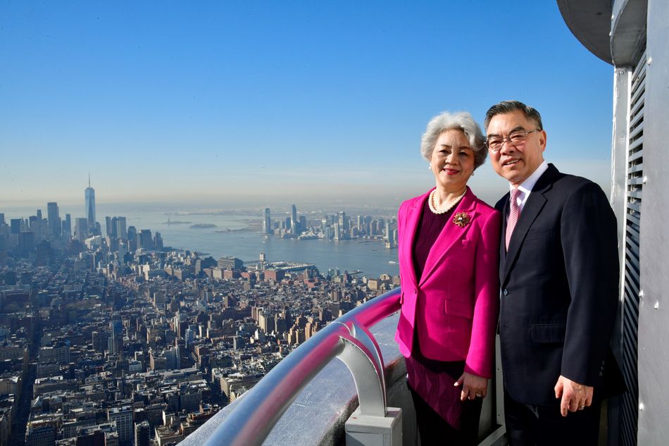 Consul General Huang Ping and Madame Zhang Aiping on the 103rd Floor.