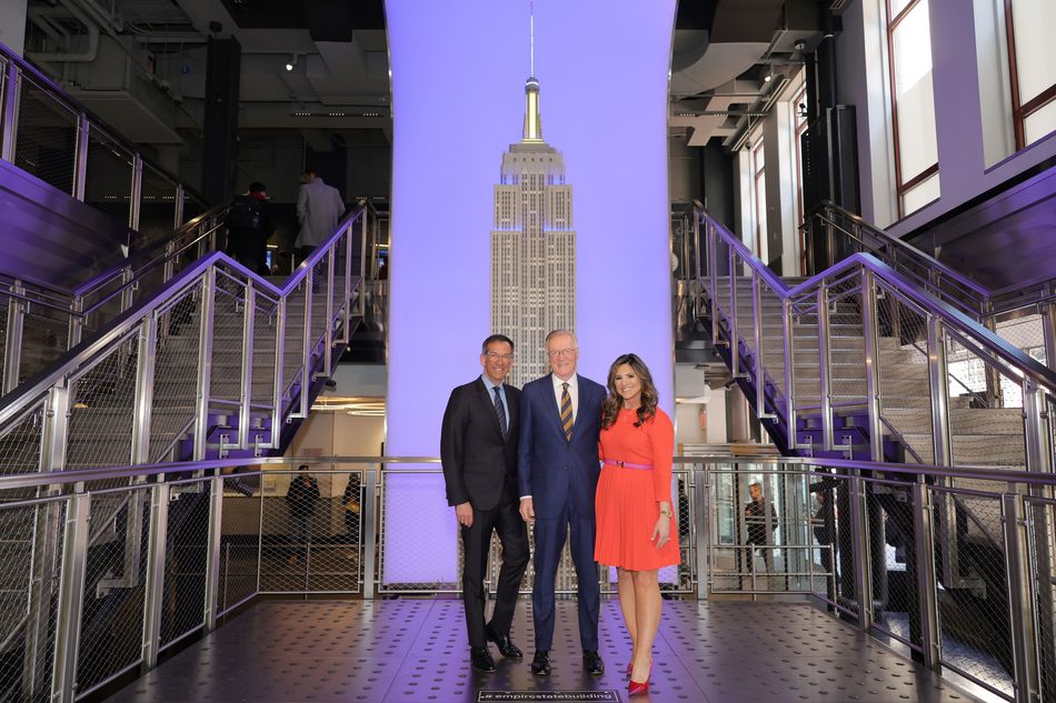 David Price, Chuck Scarborough, and Natalie Pasquarella at the Empire State Building