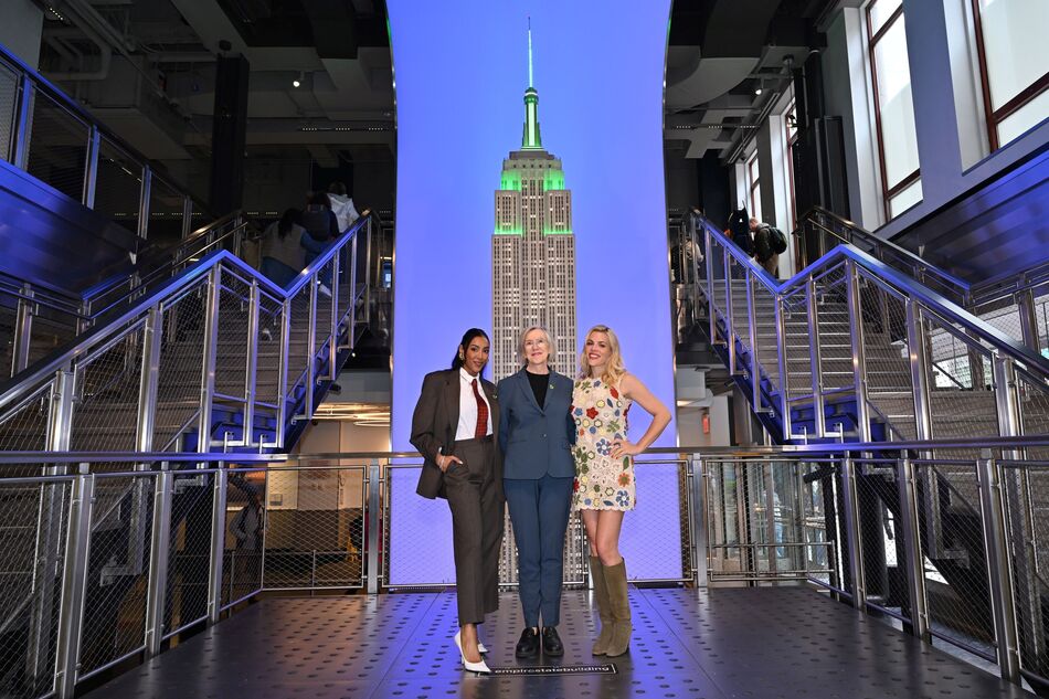 Busy Philipps and Tayshia Adams at the Grand Staircase