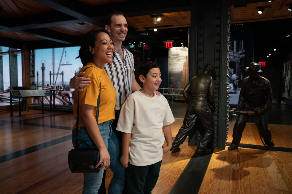 A family in the Construction exhibit