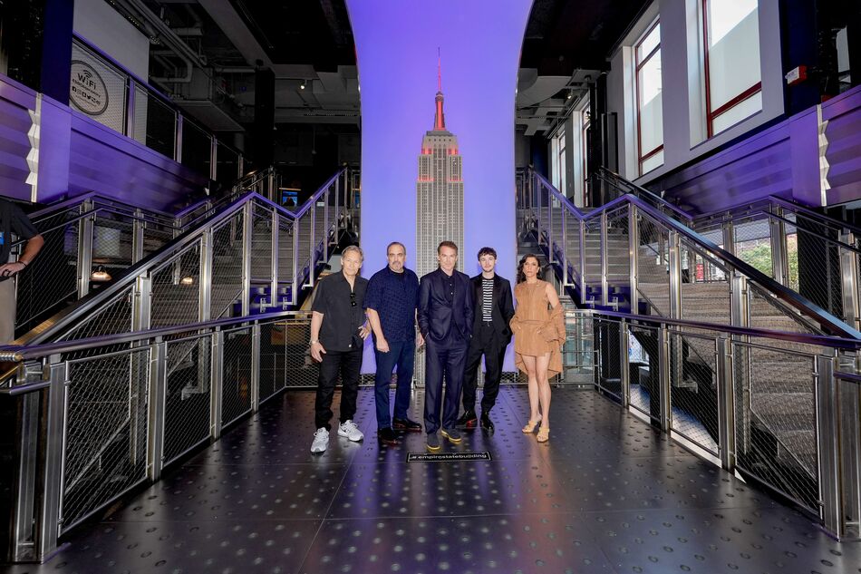 The cast of "Dexter: Resurrection" on the Grand Staircase