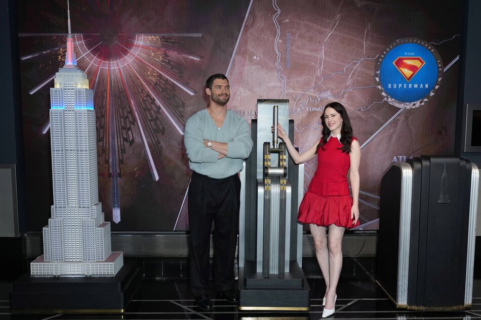 David Corenswet and Rachel Brosnahan light the Empire State Building