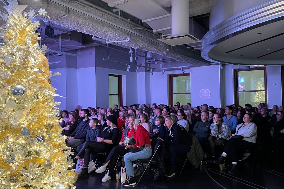 Movie night at the empire state building observatory on the 80th Floor.