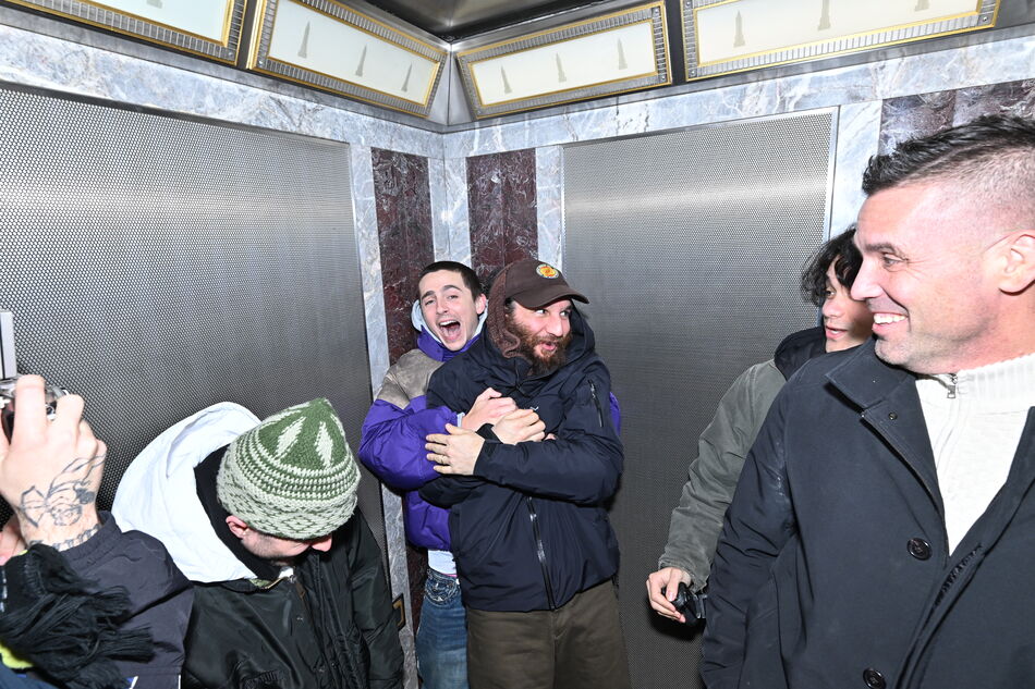 Timothy Chalamet and Josh Safdie at the Empire State Building