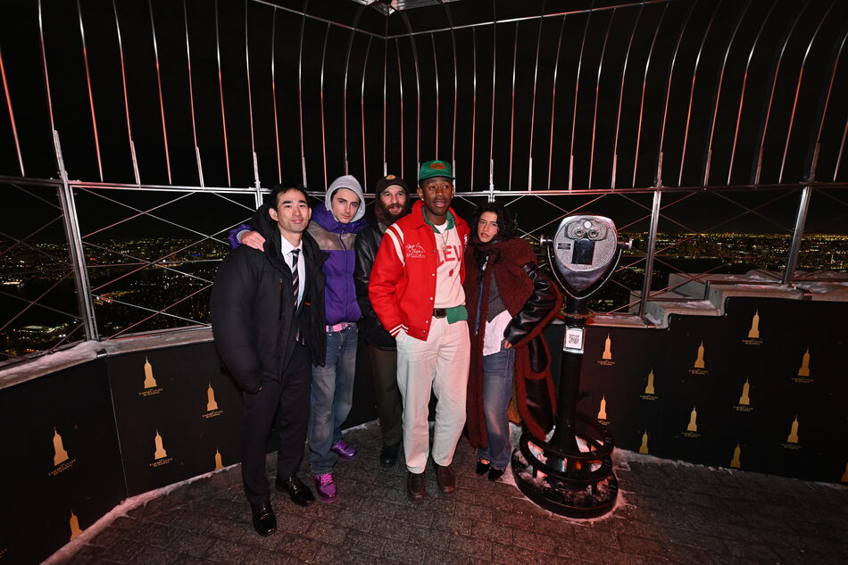 "Marty Supreme" cast on the 86th Floor Observatory