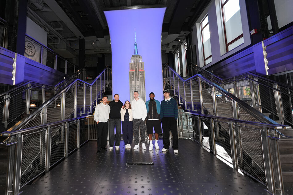 Tim Ream, Sebastian Berhalter, Mark McKenzzie, Matt Freese, and Gio Reyna at the Grand Staircase