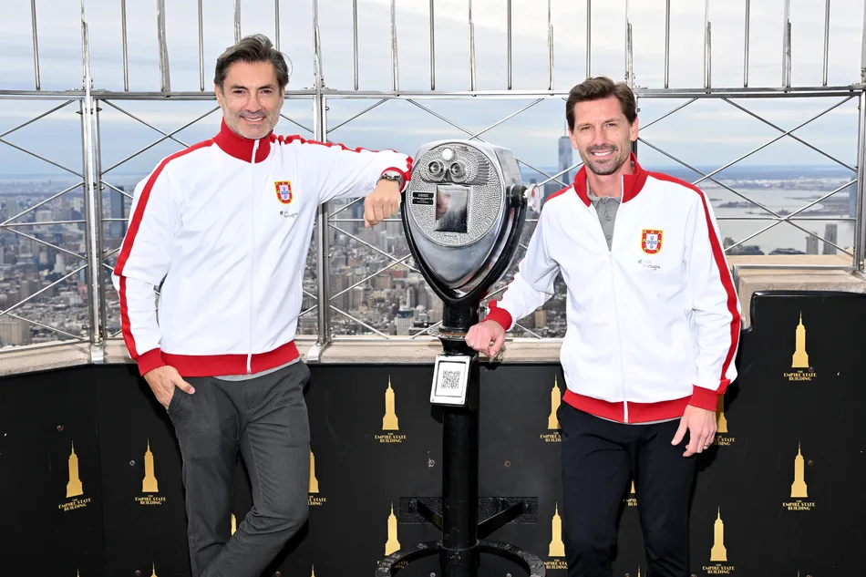 Vítor Baía and Adrien Silva visit the Empire State Building on March 27, 2026 in New York City