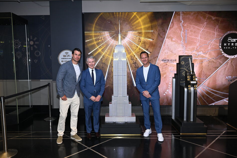 Patrick Wilson, Douglas Gremmen, and Dr. Bret J. Rudy light the Empire State Building