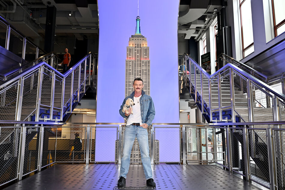 Luke Evans and Lala on the Grand Staircase